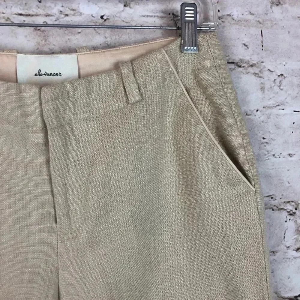 Anthropologie Elevenses Stovepipe Beige Crops Sz 0 - Picture 3 of 7